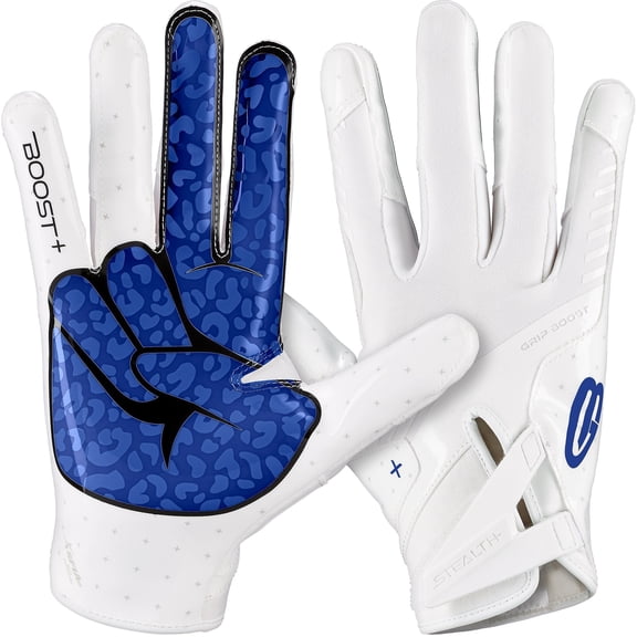 Grip Boost Peace Stealth 6 Boost Plus Football Gloves - White/Royal Blue
