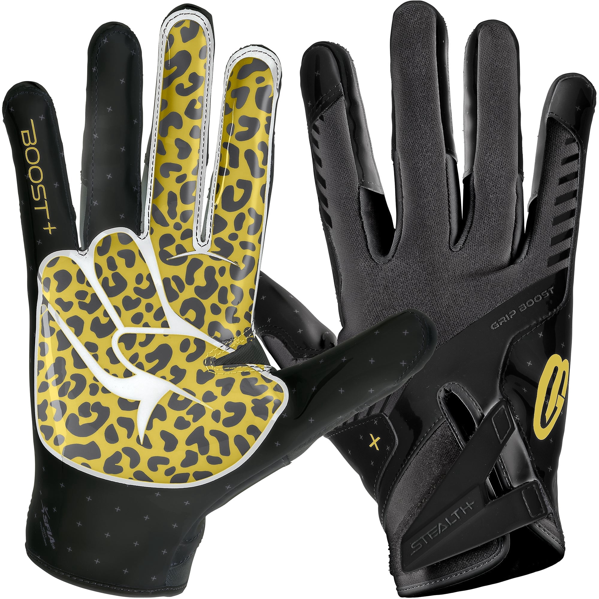 Grip Boost Peace Stealth 6 Boost Plus Youth Football Gloves - Black/Gold