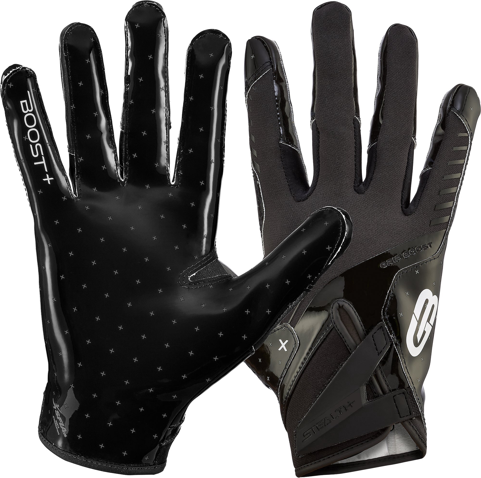 Grip Boost Solid Black Stealth 6.0 Boost Plus Football Gloves