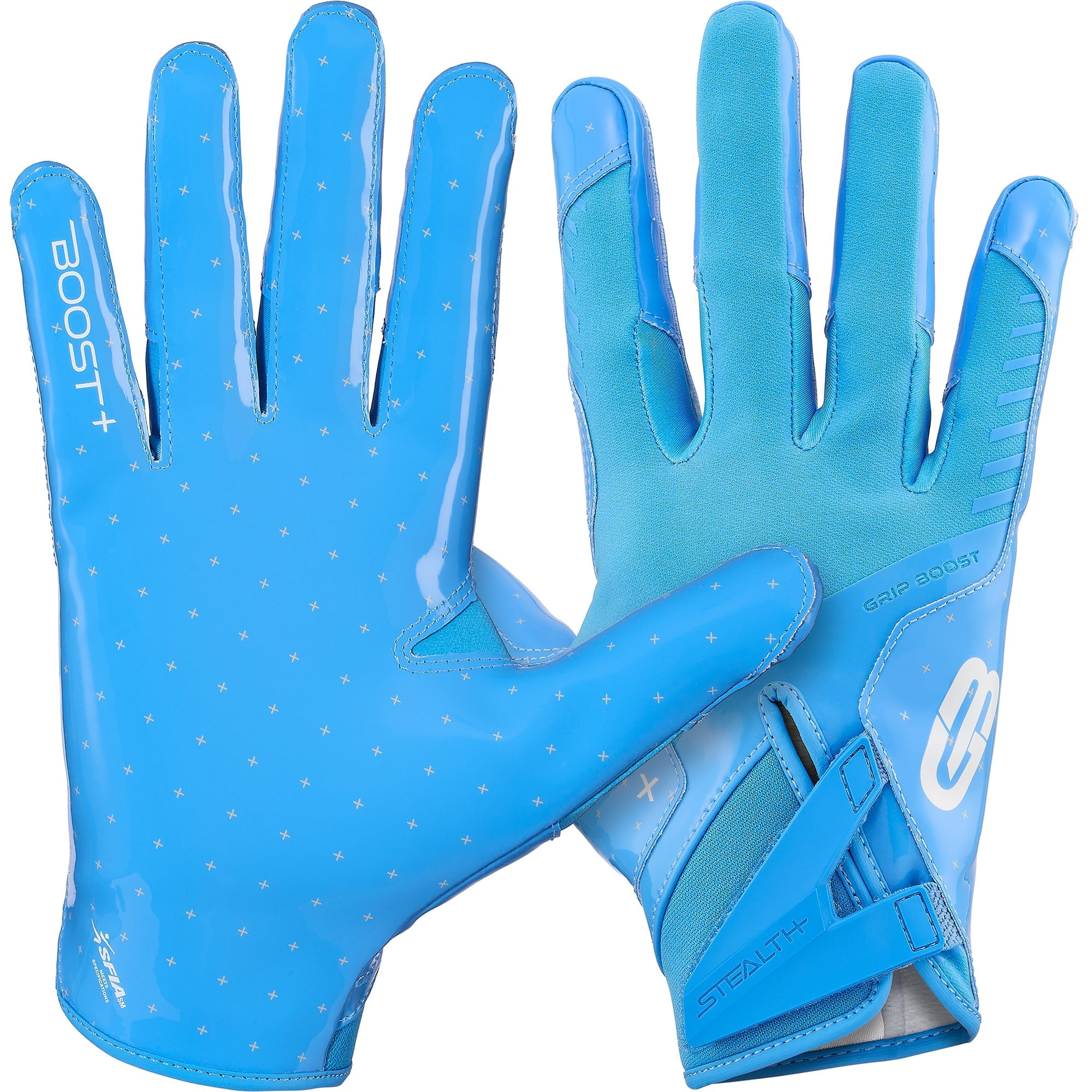 Grip Boost Solid Light Blue Stealth 6.0 Boost Plus Youth Football Gloves