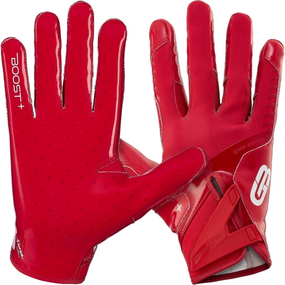 Grip Boost Solid Red Stealth 6.0 Boost Plus Football Gloves