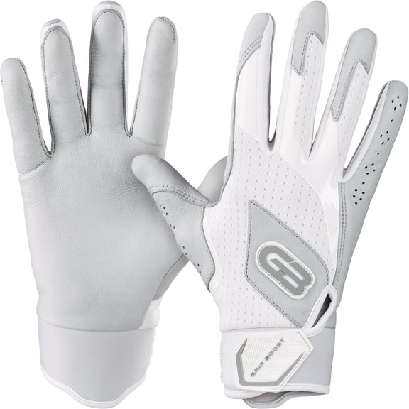 Grip Boost White Loaded Baseball Batting Gloves with Boost Plus Leather