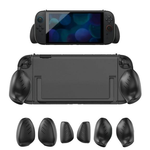 Grip Case for Switch 2 2025, Ergonomic Switch 2 Protective Hard Case Shell with Replaceable Grips, Detachable Compatible with Joy Con, Shock-Absorption, Anti-Scratch -Black