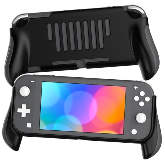 Grip Case for Nintendo Switch Lite, Ergonomic Protective Cover, Anti-Slip Handles, Vented Back, Lightweight, Precise Cutouts - Black