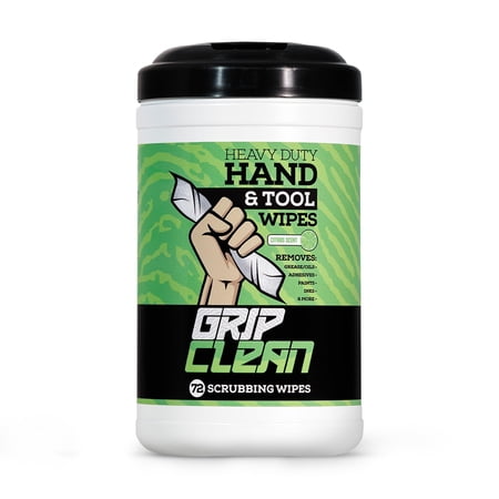 Grip Clean Heavy Duty Hand & Tool Cleaning Wipes – Waterless Hand Cleaner – 72ct (Pack of 1)