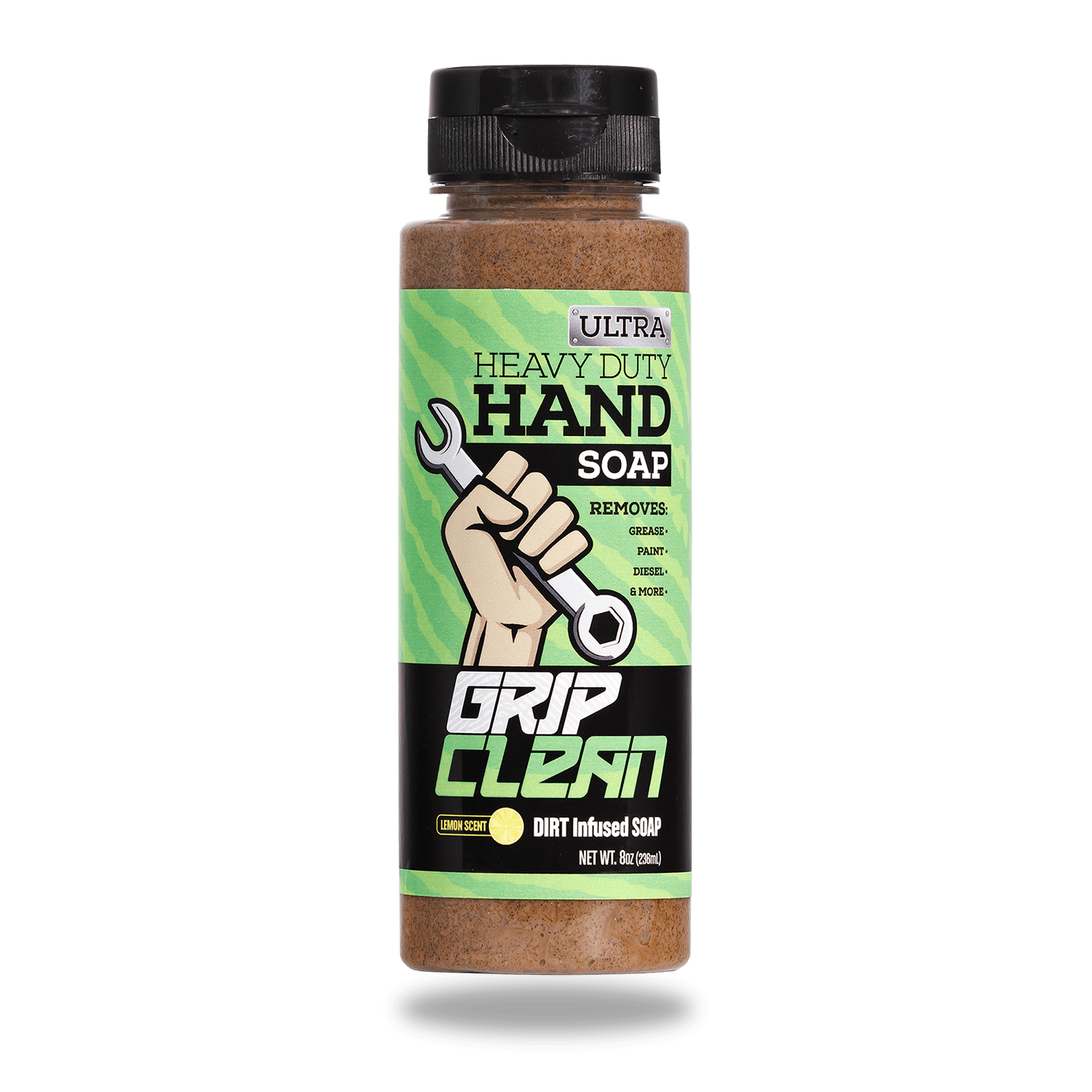 Grip Clean | Ultra Heavy Duty Hand Cleaner For Auto Mechanics | Dirt-Infused Walnut Hand Scrub - Exfoliating Waterless Hand Cleaner. Lemon Scented Mechanic Soap & Paint Remover, for Grease, Oil, Paint