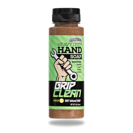 Grip Clean | Ultra Heavy Duty Hand Cleaner For Auto Mechanics | Dirt-Infused Walnut Hand Scrub - Exfoliating Waterless Hand Cleaner. Lemon Scented Mechanic Soap & Paint Remover, for Grease, Oil, Paint