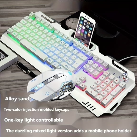 Grip Gaming Keyboard And Mouse Combo RGB Mode Wired USB Plug in Luminous Universal for Windows Systems Desktop