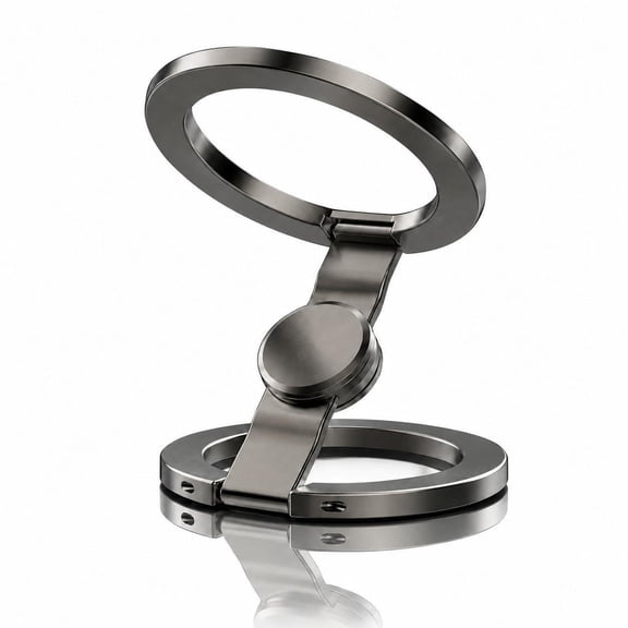 Grip Gyro Dual-Sided Magnetic Fidget Spinner Phone Stand, Gunmetal Dual-Axis Foldable Holder with Finger Design for iPhone 18-12 Series and MagSafe Cases
