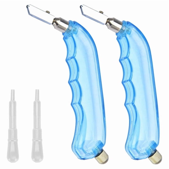 -Grip Oil Feed Glass Cutter - 2 Pack Professional Glass Cutting Tool with Tungsten Cutter Heads and Oil Dripper