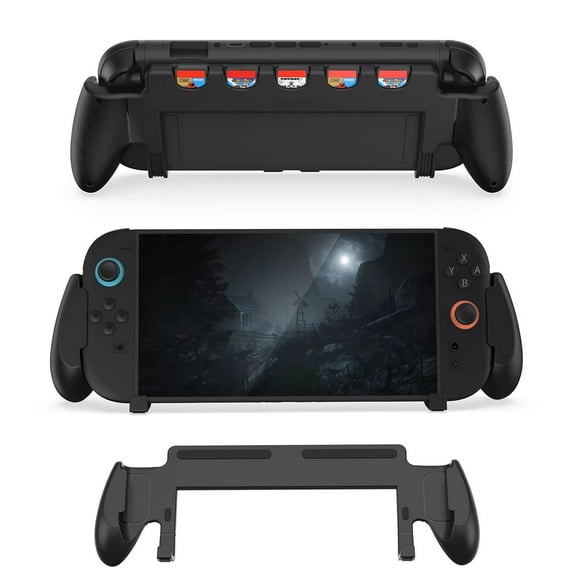 Grip Protective Case with Stand for Switch 2 2025,for Switch 2 Grip Case with 5 Game Slots and Foldable JoyCon Holder, Comfortable & Ergonomic Grip
