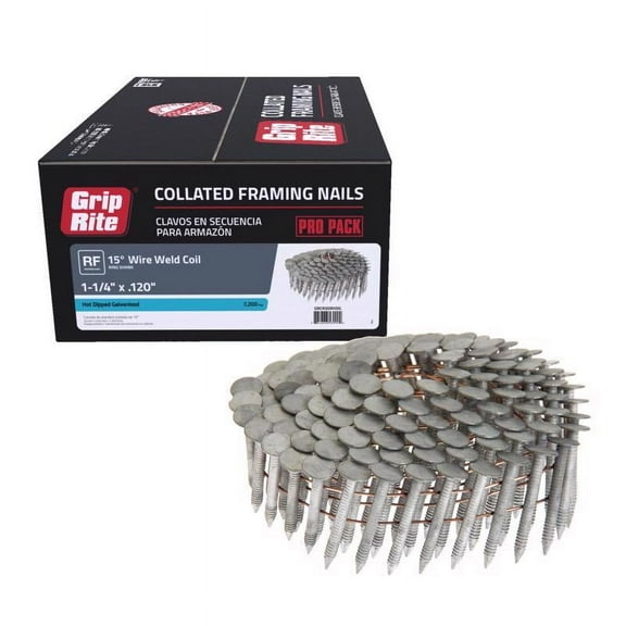 Grip-Rite 1-1/4 in. Wire Coil Roofing Nails 15 deg. Ring Shank 7200 pk