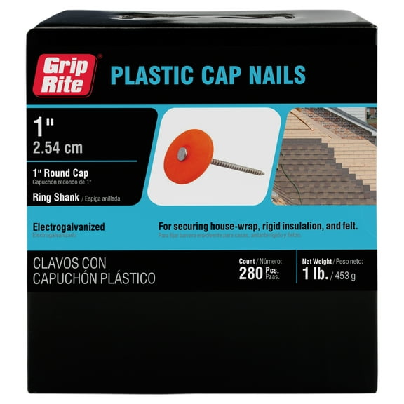 Grip-Rite 1-in 12-Gauge Electro-Galvanized Plastic Cap Nail
