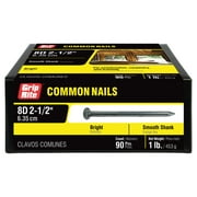 Grip-Rite #10-1/4 x 2-1/2 in. 8-Penny Bright Steel Smooth Shank Common Nails 1lb.