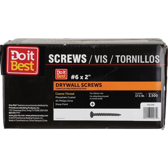 Grip Rite Coarse Thread Black Phosphate Drywall Screw
