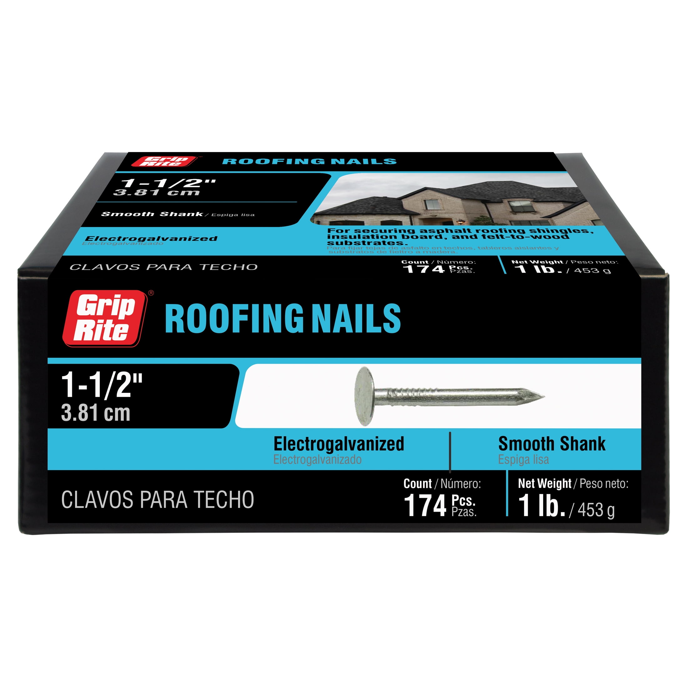 GripRite 11 x 11/2 in. Electro Galvanized Roofing Nails 1lb
