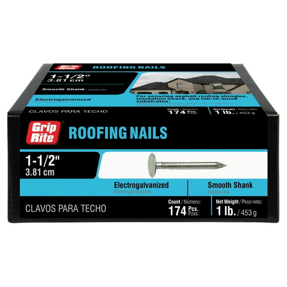 Grip-Rite #11 x 1-1/2 in. Electro Galvanized Roofing Nails 1lb.