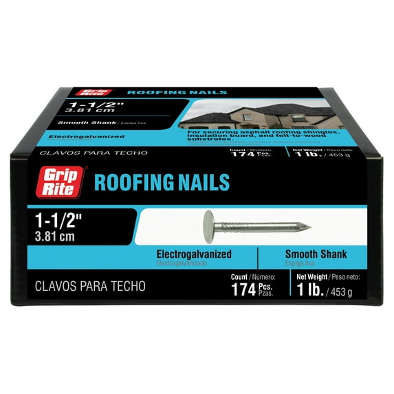 Grip-Rite #11 x 1-1/2 in. Electro Galvanized Roofing Nails 1lb.