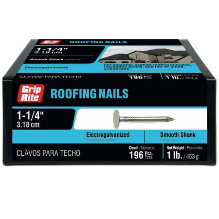 Grip-Rite #11 x 1-1/4 In. Electro Galvanized Roofing Nails 1Lb.