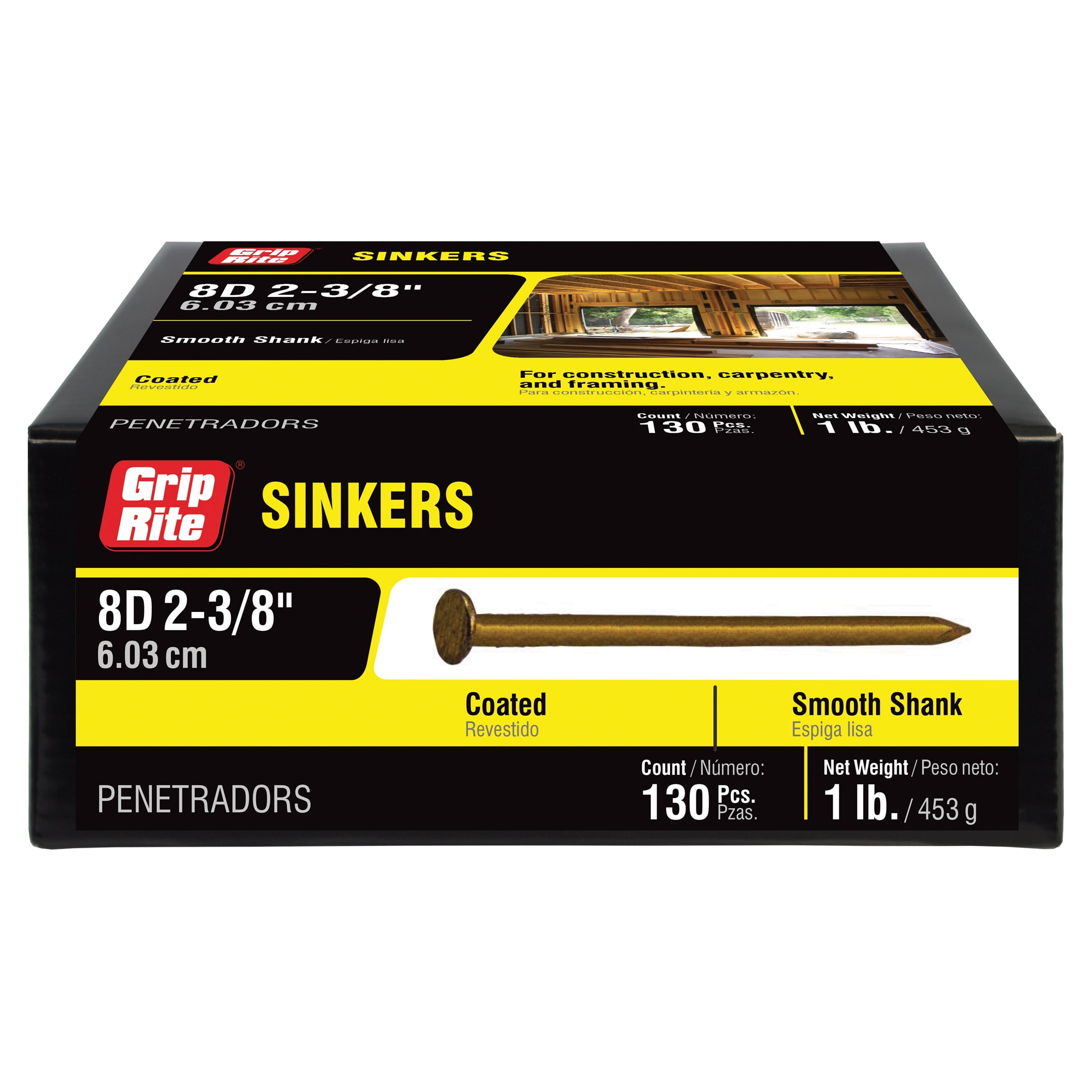 Grip-Rite 2-3/8 in 11.5 Gauge Vinyl coated Steel Sinker Nails 1lb