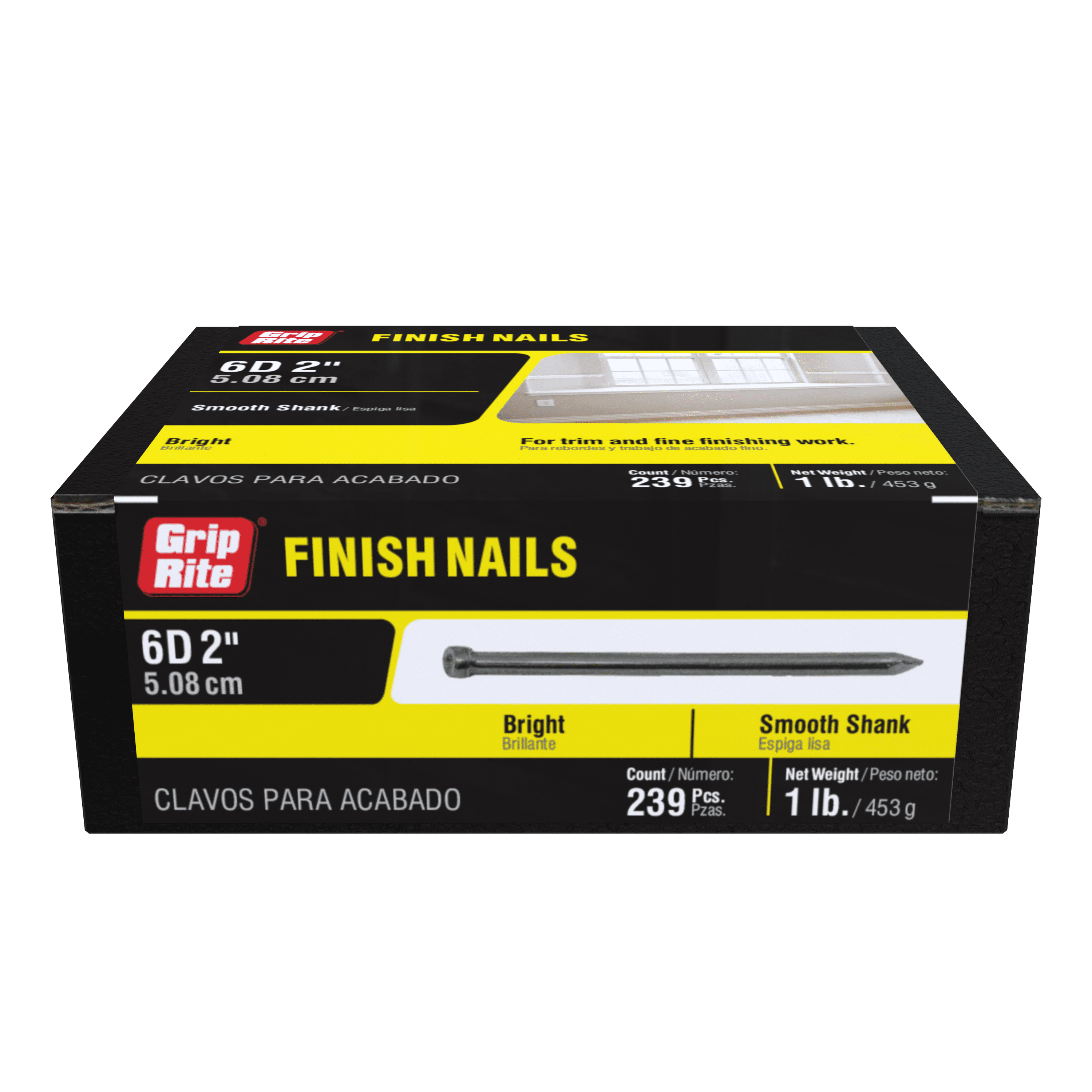 Grip-Rite 2 in. 13-Gauge Yellow Zinc Steel Finish Nails 1 lb.