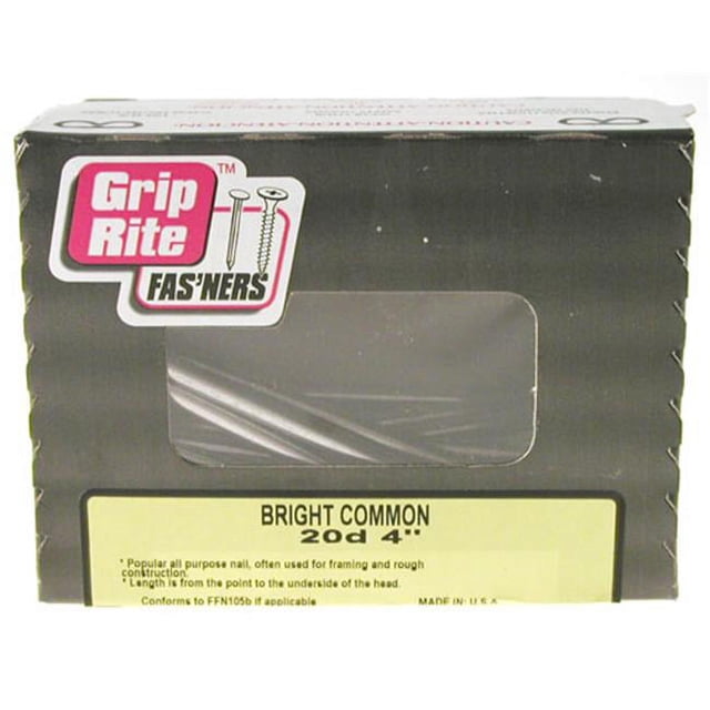 Grip-Rite 20D 4 in. Common Bright Steel Nail Flat Head 1 lb - Walmart.com