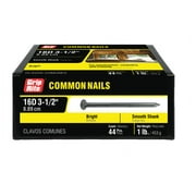 Grip-Rite 3-1/2-in 8-Gauge Bright Steel Smooth Shank Common Nails 1lb.
