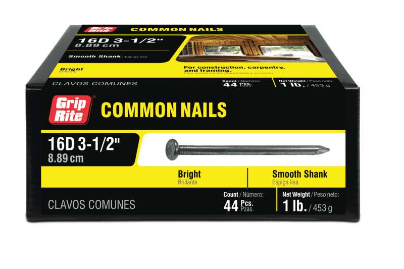 Grip-Rite 3-1/2-in 8-Gauge Bright Steel Smooth Shank Common Nails 1lb.