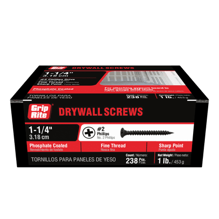 Grip-Rite #6 x 1-1/4in. Phillips Bugle-Head Fine Thread Sharp Point Drywall Screw 1lb.