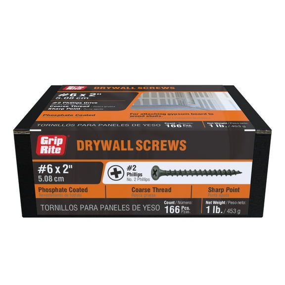 Grip-Rite #6 x 2 in. Phillips Bugle-Head Coarse Thread Sharp Point Drywall to Wood Screw 1 lb.