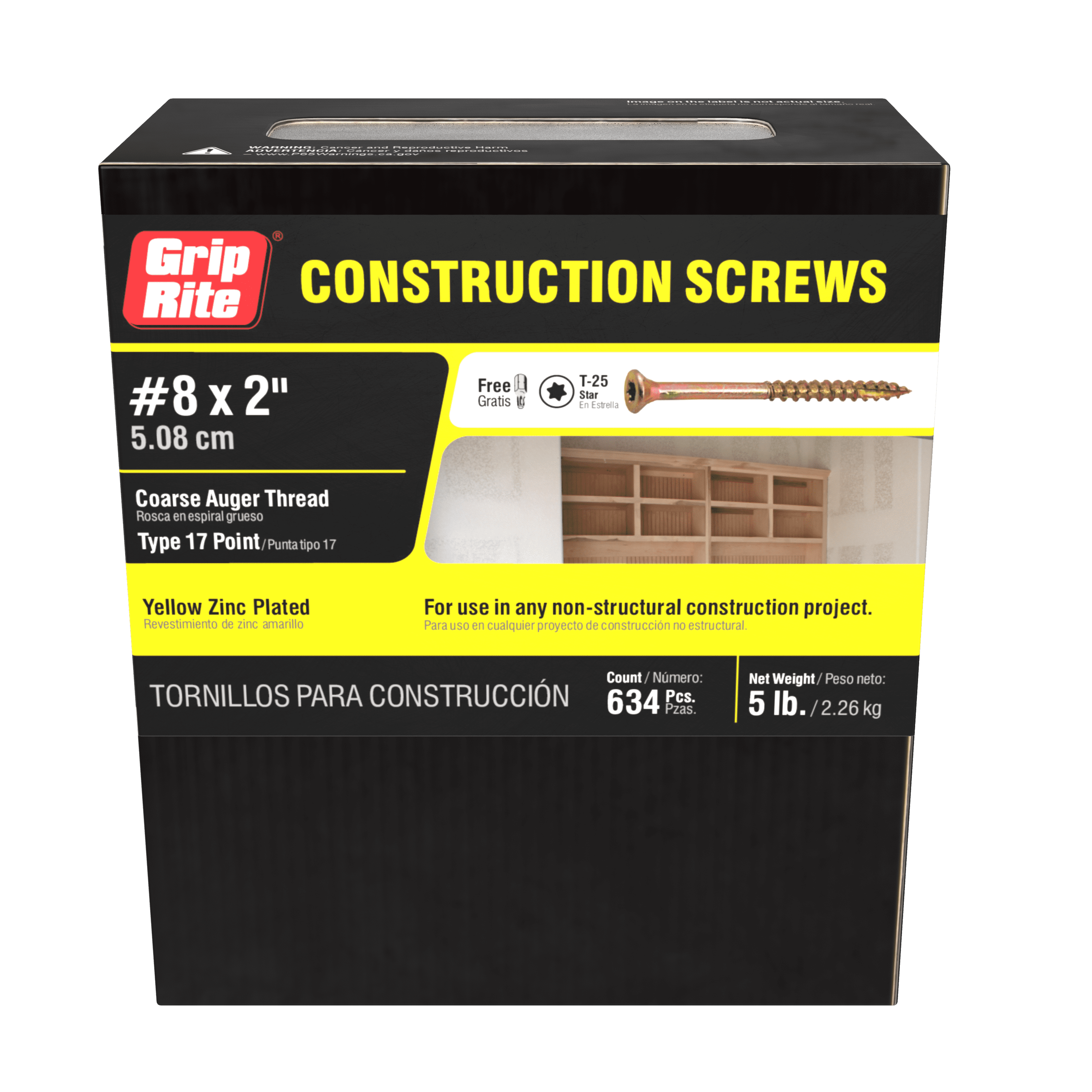 Grip-Rite #8 x 2in. Star Drive Gold Construction Wood Screw 5lb.