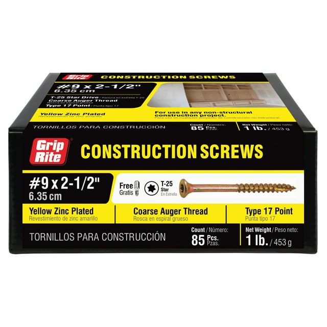 GripRite 9 21/2 in. Star Drive Gold Construction Wood Screw 1Lb