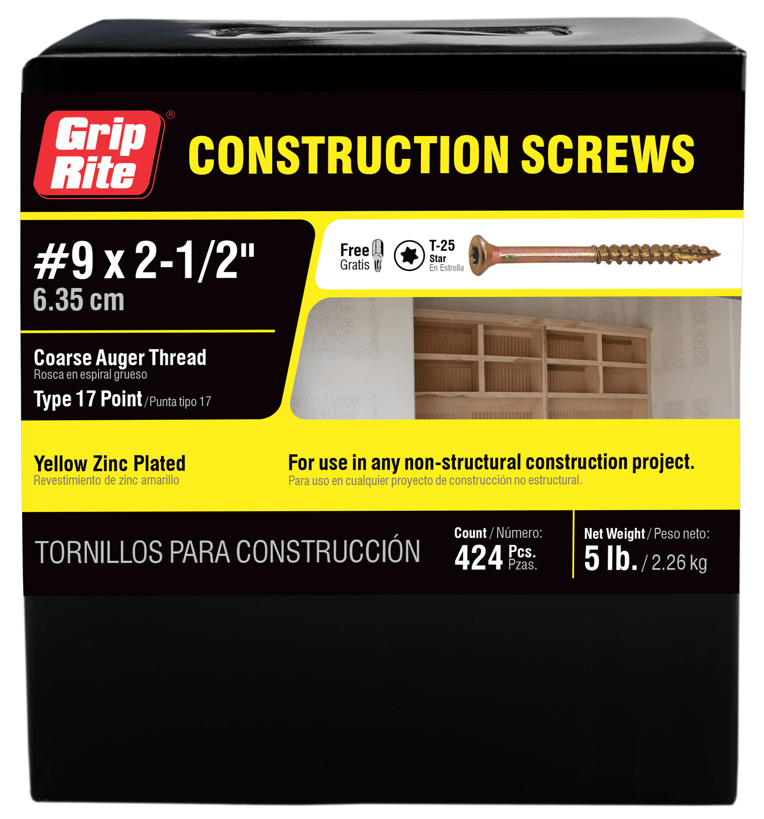 Grip Rite 9 X 2 12 In Star Drive Gold Construction Screw 5lb