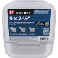 Grip-Rite DeckForce Exterior Composite Deck Screws for PVC and Composite Deck Projects - Nano Coated Screws - T-17 Saw Tip - Grey - #9 x 2-1/2" - 5 Lb Box - GRDFCS212HAG5