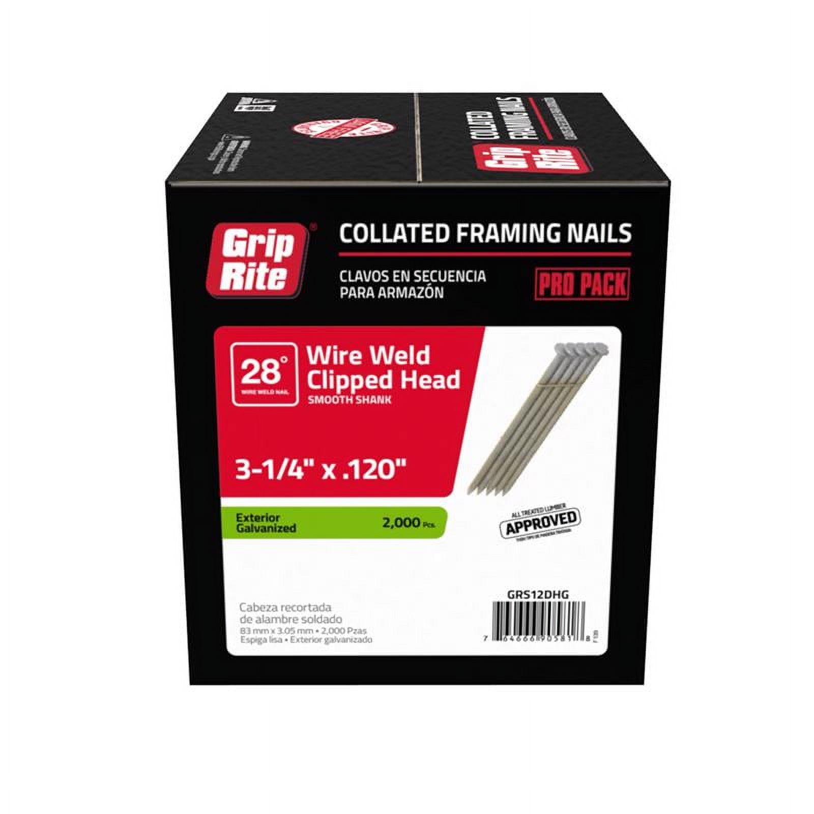 Grip-Rite GRS12DHG Clipped Head Framing Stick Nail - Walmart Business ...