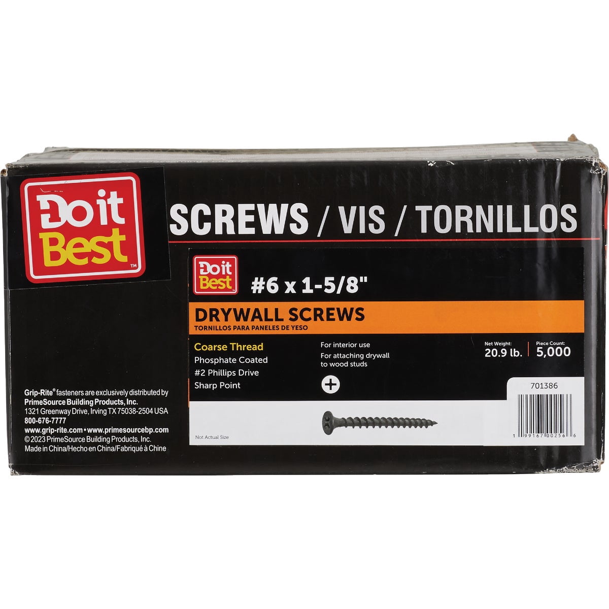 Grip Rite Coarse Thread Black Phosphate Drywall Screw