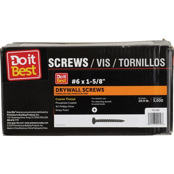 Grip Rite Coarse Thread Black Phosphate Drywall Screw