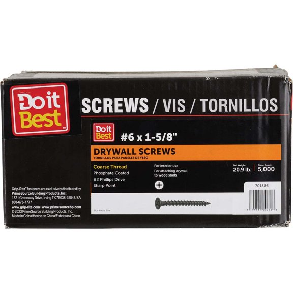 Do it Best #6 x 1-5/8 In. Coarse Thread Black Phosphate Drywall Screw (5000 Ct.)