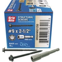 Grip-Rite No. 9 wire X 2-1/2 in. L Star Hex Washer Head Structural Screws 50 pk
