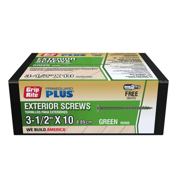 Grip-Rite PrimeGuard Plus #10 x 3-1/2 in. Green Wood to Wood Deck Screw 1lb.