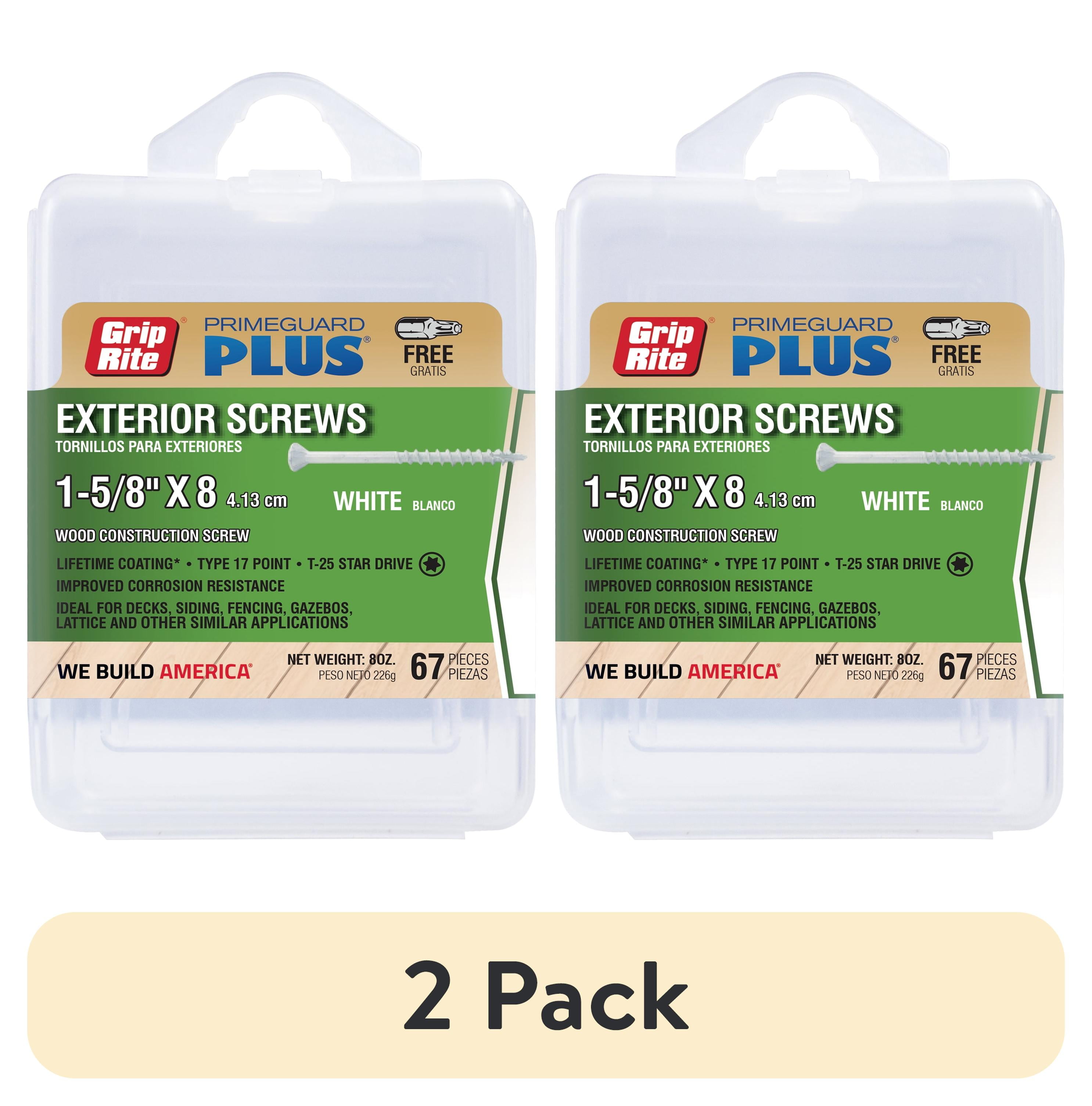 (2 pack) GripRite PrimeGuard Plus 8 x 15/8 in. White Wood to Wood