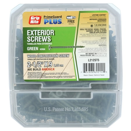 Grip-Rite PrimeGuard Plus #9 x 2-1/2 in. Green Wood to Wood Deck Screw 5lb.