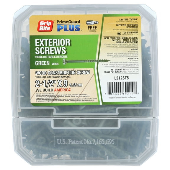 Grip-Rite PrimeGuard Plus #9 x 2-1/2 in. Green Wood to Wood Deck Screw 5lb.