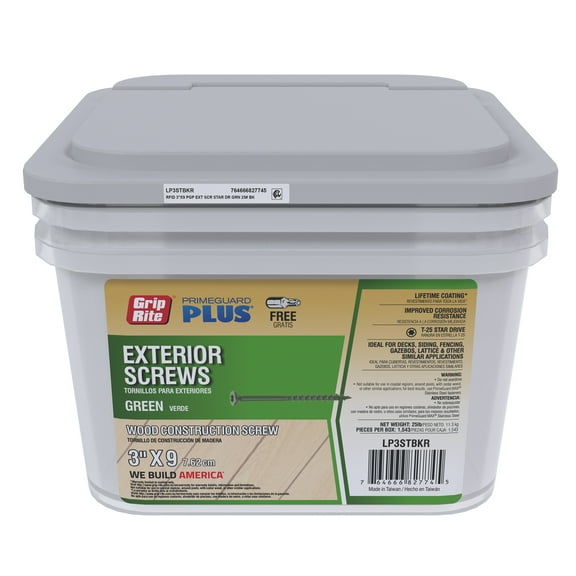 Grip-Rite PrimeGuard Plus #9 x 3 in. Green Wood to Wood Deck Screw 25 lb.