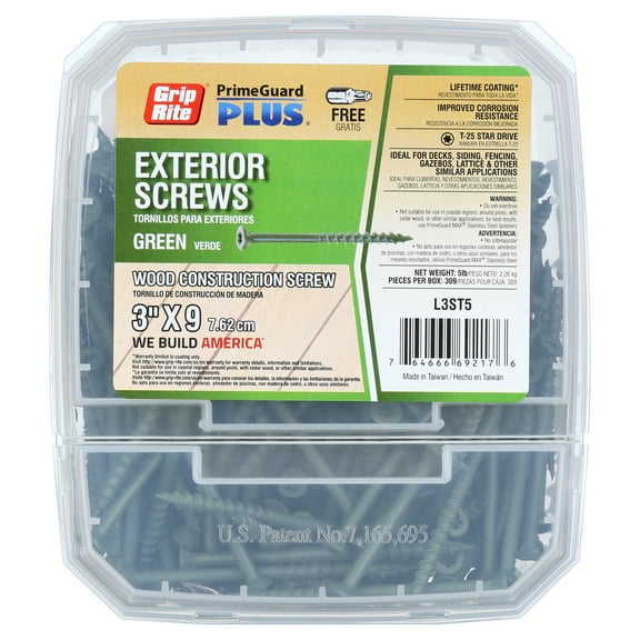 Grip-Rite PrimeGuard Plus #9 x 3 in. Green Wood to Wood Deck Screw 5lb.
