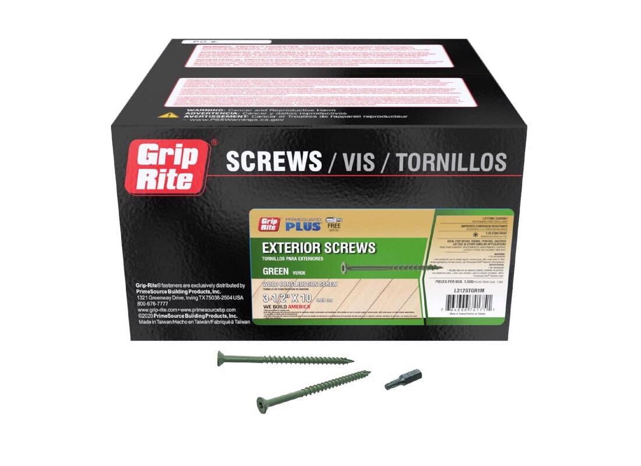 Grip-Rite L312STGR1M Deck Screws PrimeGuard Plus No. 10 wire X 3-1/2" L Star Flat Head Ceramic Coated