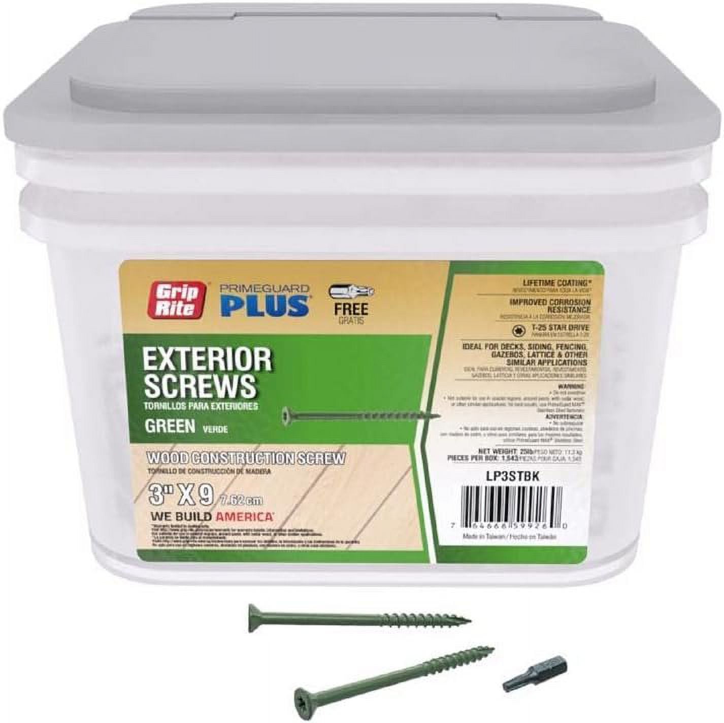 Grip-Rite PrimeGuard Plus No. 9 Wire X 3 in. L Green Star Flat Head Deck Screws 25 lb 1 pk