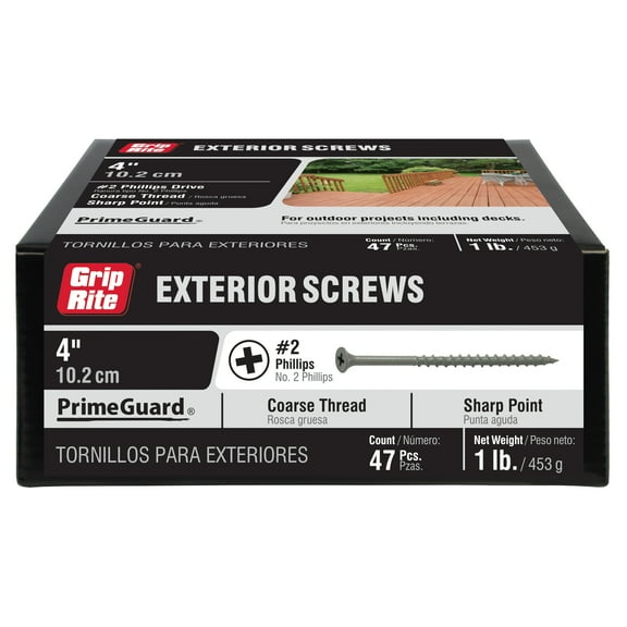 Grip-Rite PrimeGuard Ten #10 x 4-in Wood to Wood Deck Screws 1 lb.