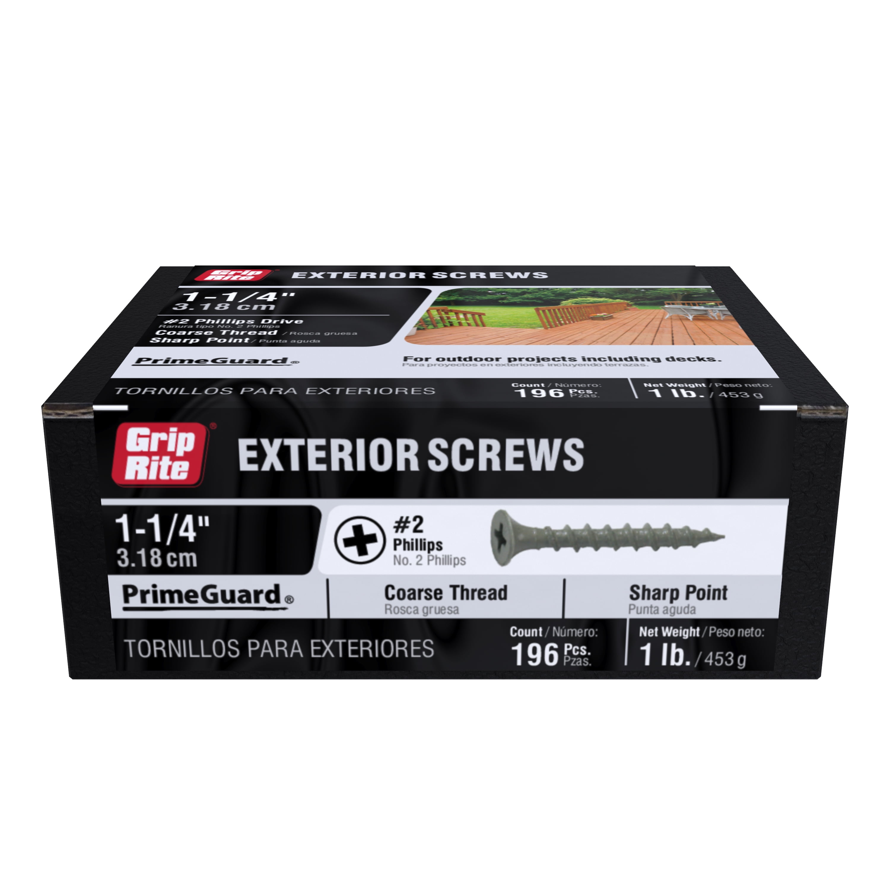 Grip-Rite PrimeGuard Ten #8 x 1-1/4 in. Wood to Wood Deck Screw 1 lb.