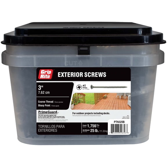 Grip-Rite PrimeGuard Ten #8 x 3 in. Wood To Wood Deck Screw 25lb. Bucket